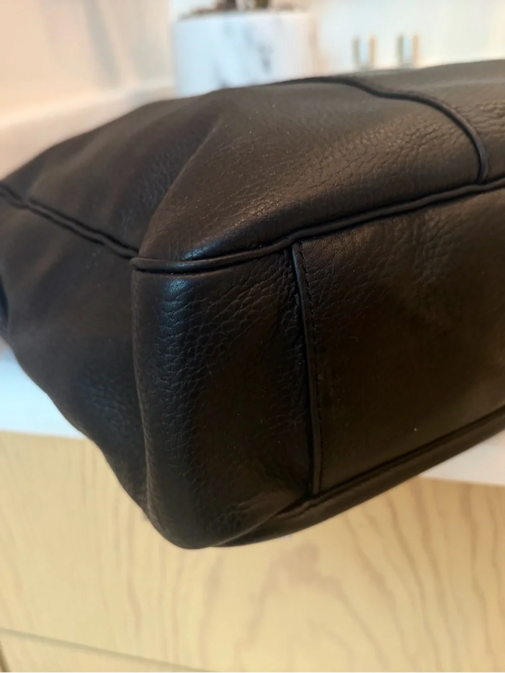 Cole Haan Black Leather Briefcase Work Bag with Shoulder Strap. New.